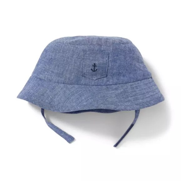 Janie and Jack Linen Deep Blue Chambray Bucket Hat - Picture 1 of 2